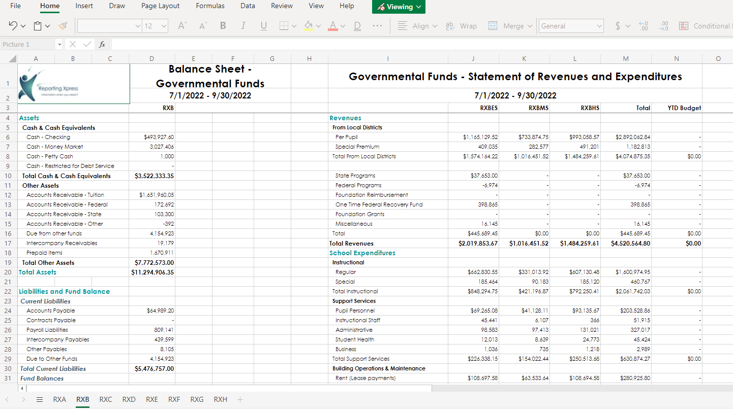 Combined Income statement and Balance Sheet Snip