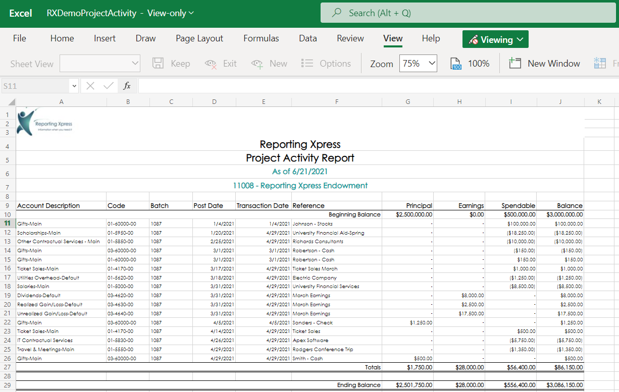 Project Activity Excel 2